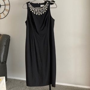 Eliza J Embellished Neck Sleeveless Black Dress - Size 16